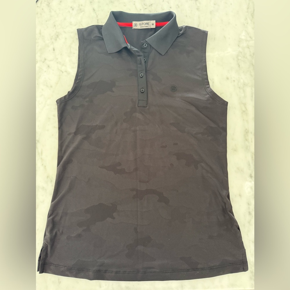 G/FORE Black Camo Sleeveless Golf Polo